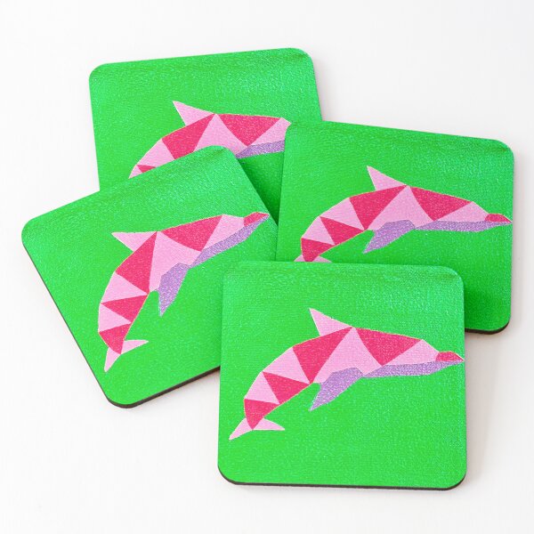 Item preview, Geometric Pink Dolphin - Vibrant Minimalist Animal Art designed and sold by AliAltinelArt.