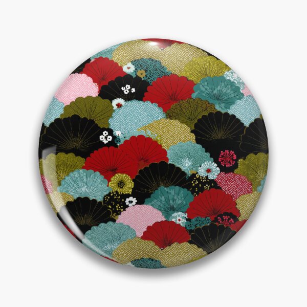 Item preview, Traditional Japanese Fan Pattern Floral Art designed and sold by NicolasGlowArt.
