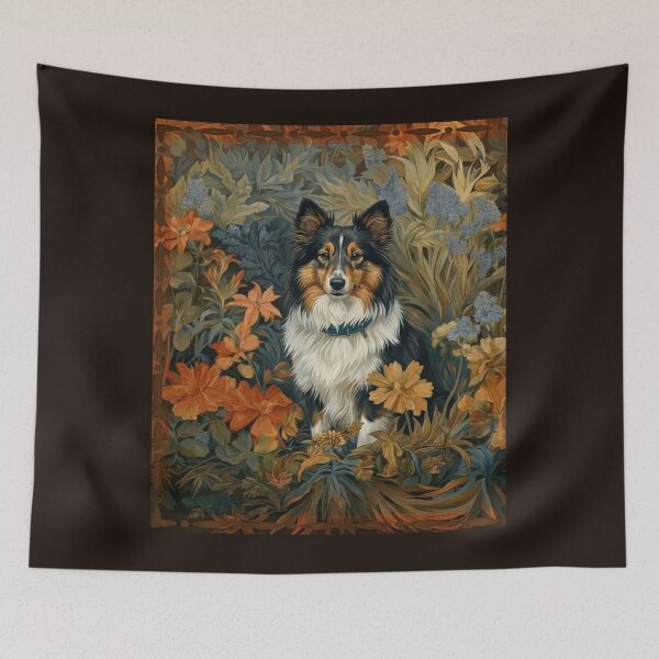 Item preview, Shetland Sheepdog Art Nouveau Floral Sheltie Dog designed and sold by AntiqueImages.