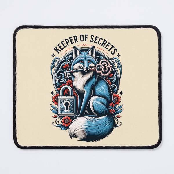 Item preview, Keeper of Secrets Blue Fox – Mystical Skeleton Key & Lock Fantasy Design designed and sold by Sachie's Studio.
