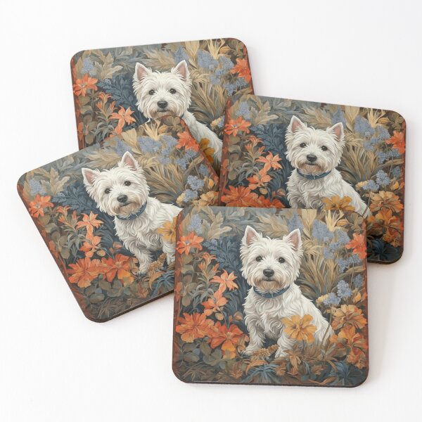 Item preview, Charming Westie Dog Floral Tapestry Illustration designed and sold by AntiqueImages.