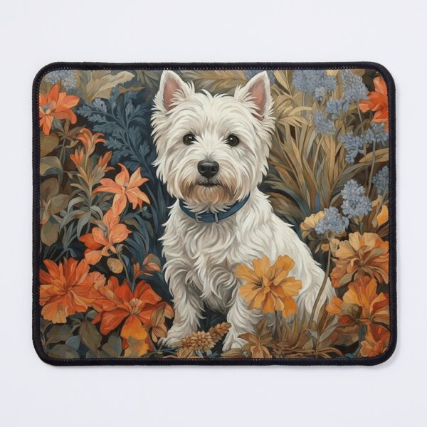 Item preview, Charming Westie Dog Floral Tapestry Illustration designed and sold by AntiqueImages.