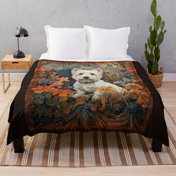Item preview, Charming Westie Dog Floral Tapestry Illustration designed and sold by AntiqueImages.