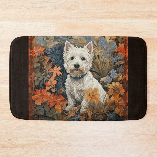Item preview, Charming Westie Dog Floral Tapestry Illustration designed and sold by AntiqueImages.