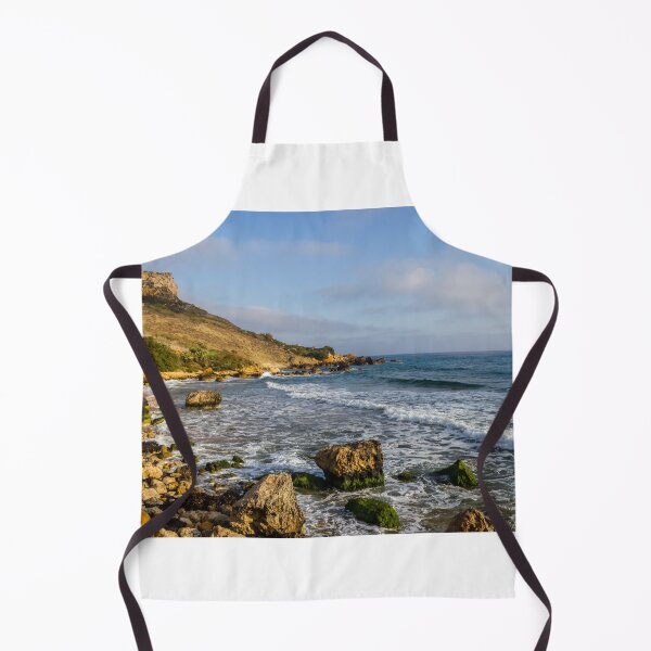 Item preview, Rocky Coastal Beach With Cliffs, Waves and Moss-Covered Boulders Under Blue Sky designed and sold by Nmallia.