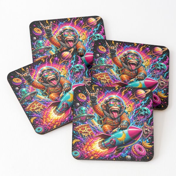 Item preview, Cosmic Chaos Rider – Neon Monkey Space Madnes designed and sold by Newthingzy.