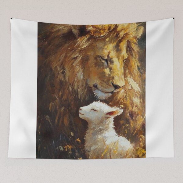 Item preview, Jesus Is The Way – Lion and Lamb Christian Faith Art Print, Spiritual Biblical Wall Decor designed and sold by Jesus-istheway.