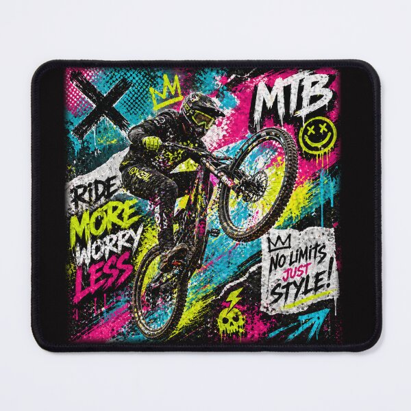Item preview, Ride More Worry Less – Neon Freestyle MTB Vibes designed and sold by Fextreme.