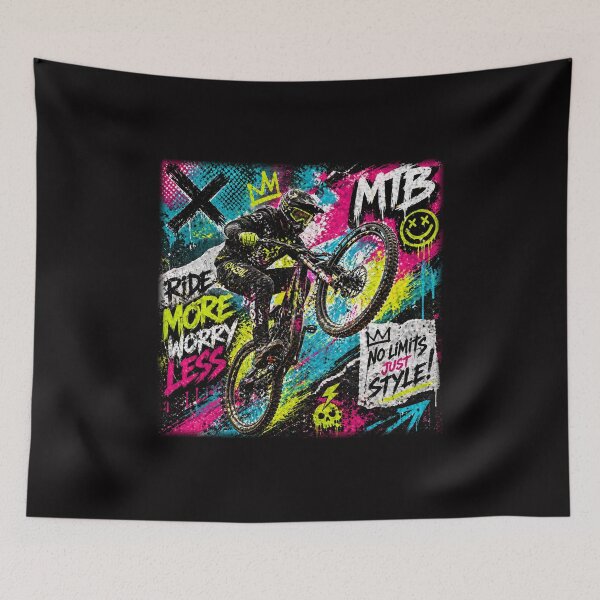 Item preview, Ride More Worry Less – Neon Freestyle MTB Vibes designed and sold by Fextreme.