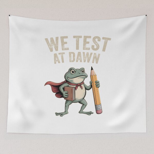 Item preview, We Test At Dawn Funny Frog Academic Hero designed and sold by PrintAtelier.