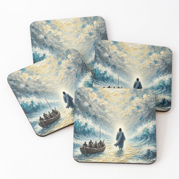 Item preview, Jesus Is The Way – Walking on Water Christian Art Print, Biblical Faith Ocean Painting designed and sold by Jesus-istheway.