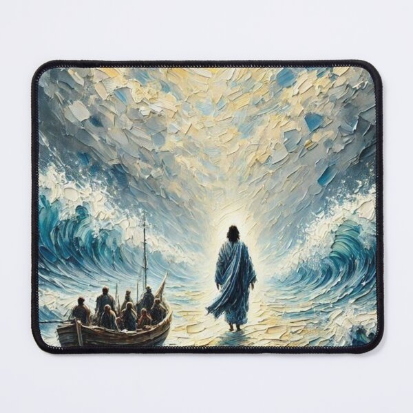 Item preview, Jesus Is The Way – Walking on Water Christian Art Print, Biblical Faith Ocean Painting designed and sold by Jesus-istheway.