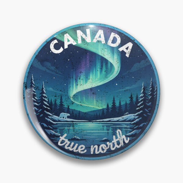 Item preview, Canada True North Aurora Borealis Retro Badge designed and sold by BluecidDesign.