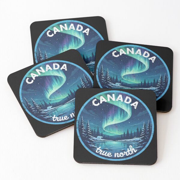 Item preview, Canada True North Aurora Borealis Retro Badge designed and sold by BluecidDesign.