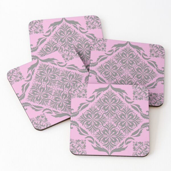 Item preview, Elegant Pink and Grey Damask Floral Pattern Background designed and sold by AdesignbyG.