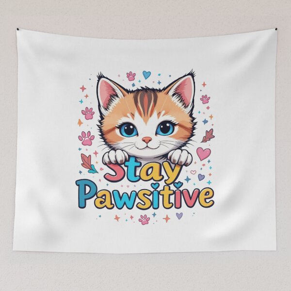 Item preview, Stay Pawsitive Cute Kitten Positive Quote Cat Lover T-Shirt designed and sold by Amitabr14.
