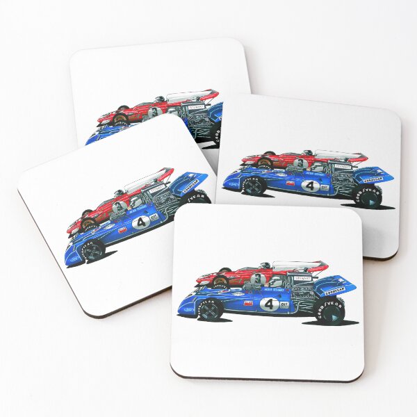 Item preview, Exclusive drawing legendary classic racing cars blue Tyrrell DFV 3,0 V8 and red 312B V12 designed and sold by Cars23.