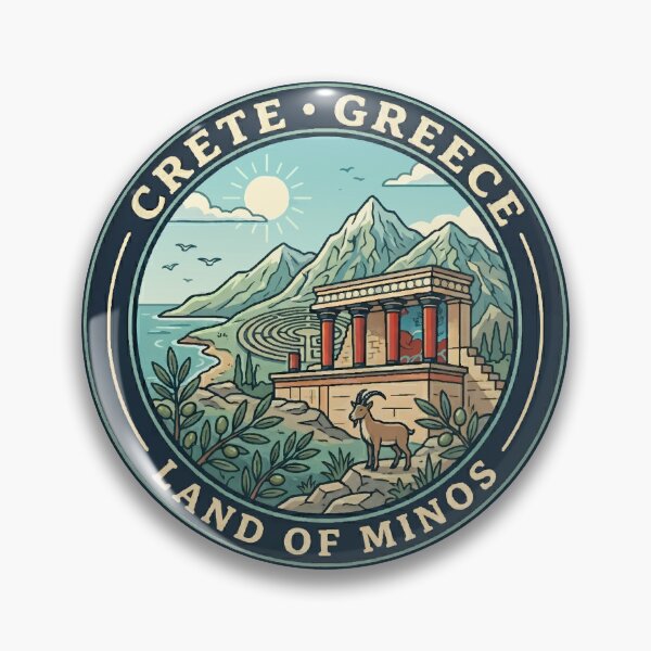 Item preview, Crete Greece Illustration Travel Art Badge designed and sold by KrisSidDesigns.