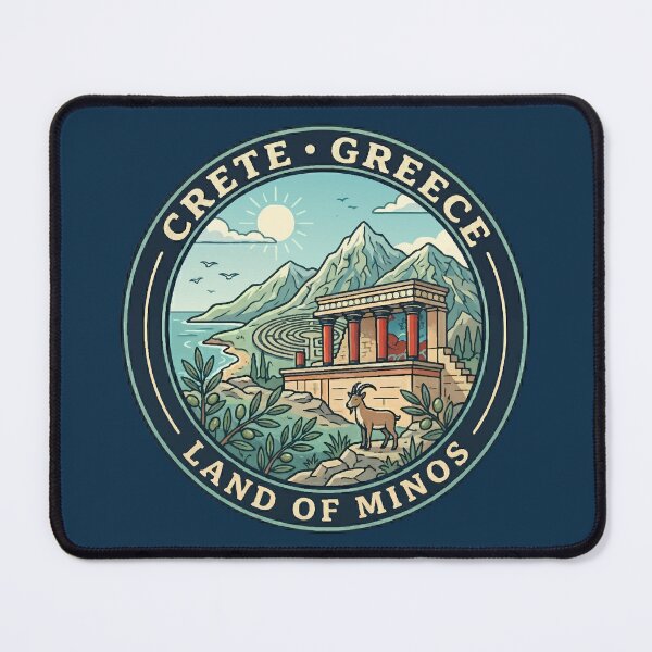 Item preview, Crete Greece Illustration Travel Art Badge designed and sold by KrisSidDesigns.