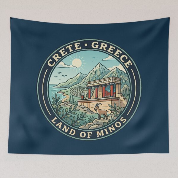 Item preview, Crete Greece Illustration Travel Art Badge designed and sold by KrisSidDesigns.