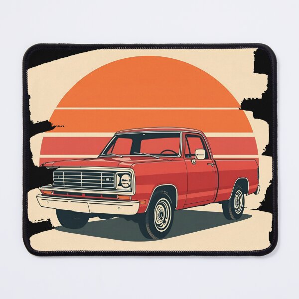 Item preview, Dodg D100 1972 pickup framed by a retro sunset nostalgic background 21 designed and sold by Neon G.