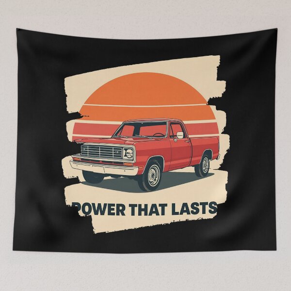 Item preview, Dodg D100 1972 pickup framed by a retro sunset nostalgic background 21 designed and sold by Neon G.