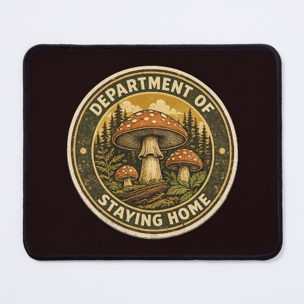 Item preview, Department of Staying Home – Vintage Mushroom Forest Badge | Introvert Homebody Gift designed and sold by irfanshikh.