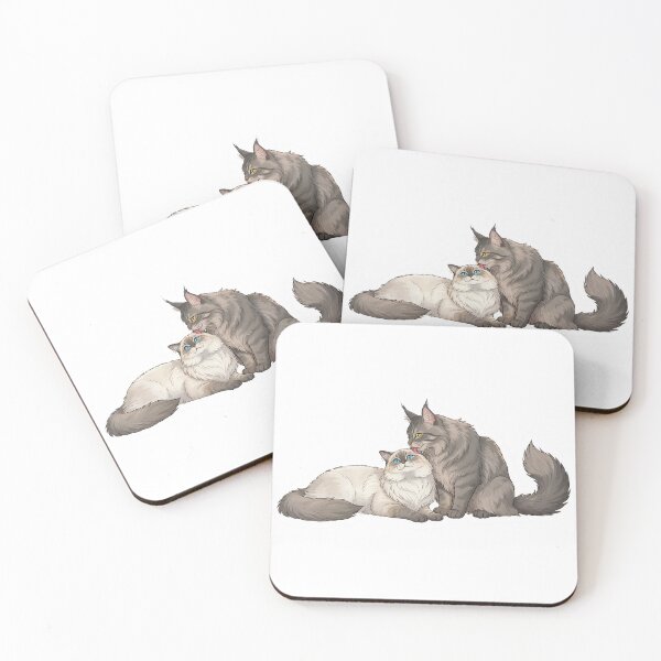 Item preview, Soulmate Cats Series #02 – Grooming Moment – Cozy Cat Illustration designed and sold by Quiet Joy Studio.