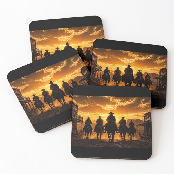 Item preview, Cowboy Riders at Sunset – Wild West Gang Western Art designed and sold by  QuarterHorseArt by Just my Studio.
