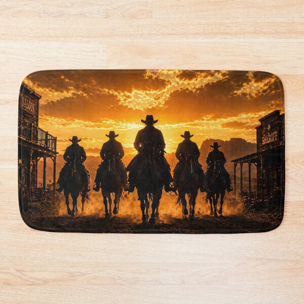 Item preview, Cowboy Riders at Sunset – Wild West Gang Western Art designed and sold by  QuarterHorseArt by Just my Studio.