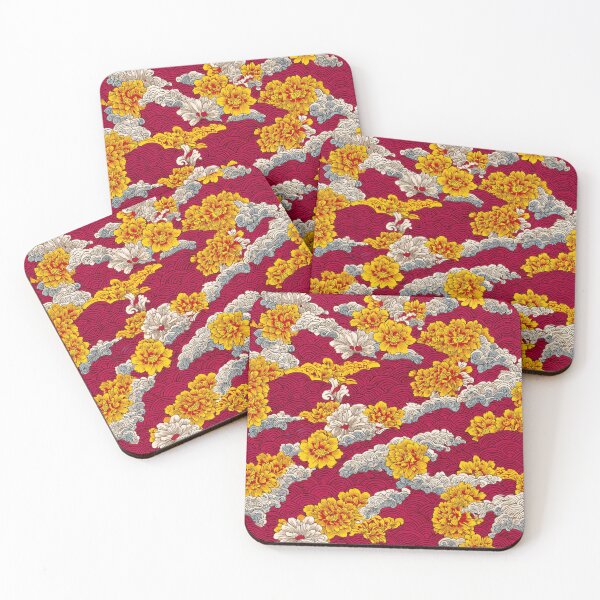 Item preview, Japanese Floral Wave Chrysanthemum Cloud Pattern designed and sold by NicolasGlowArt.