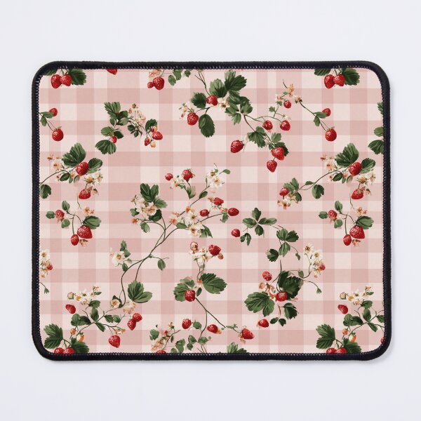 Item preview, Vintage Strawberry Gingham Pattern | Pink Picnic Check with Berries | Aesthetic Coquette Pink Plaid | Retro Wild Strawberry Botanical | Cute Summer Fruit Gingham | Pastel Pink Checkered Florals designed and sold by VivaFy.