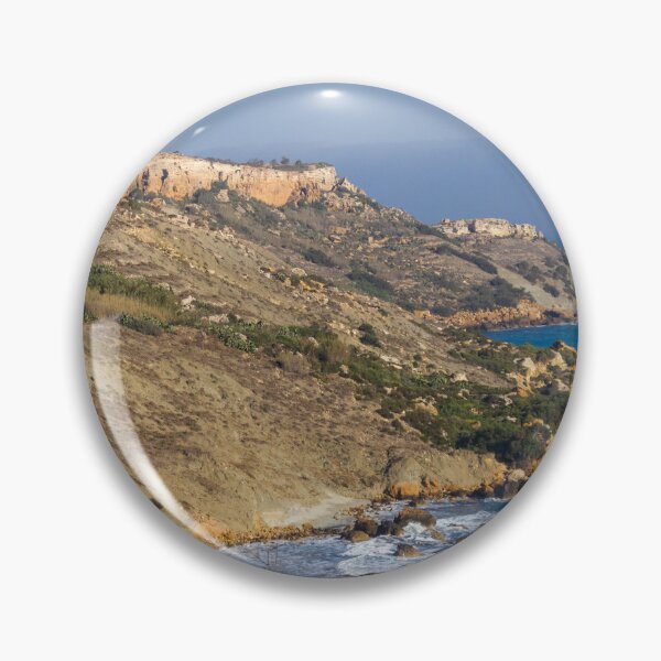 Item preview, Rocky Coastal Cliffs Overlooking Blue Sea and Rugged Shoreline with Prickly Pear Cacti designed and sold by Nmallia.