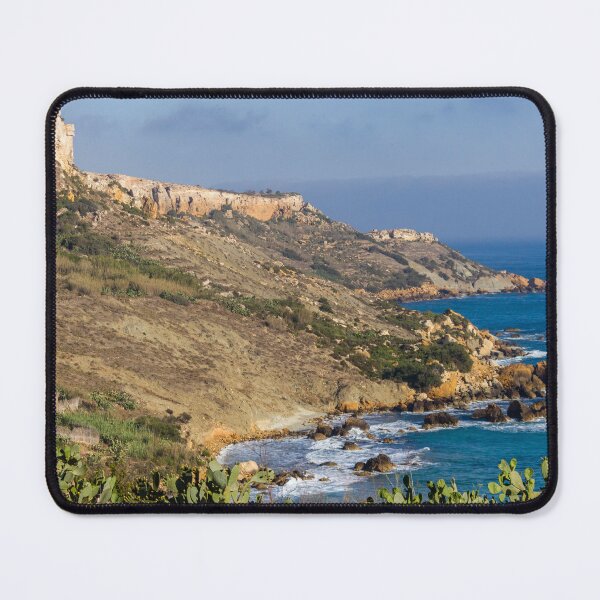 Item preview, Rocky Coastal Cliffs Overlooking Blue Sea and Rugged Shoreline with Prickly Pear Cacti designed and sold by Nmallia.