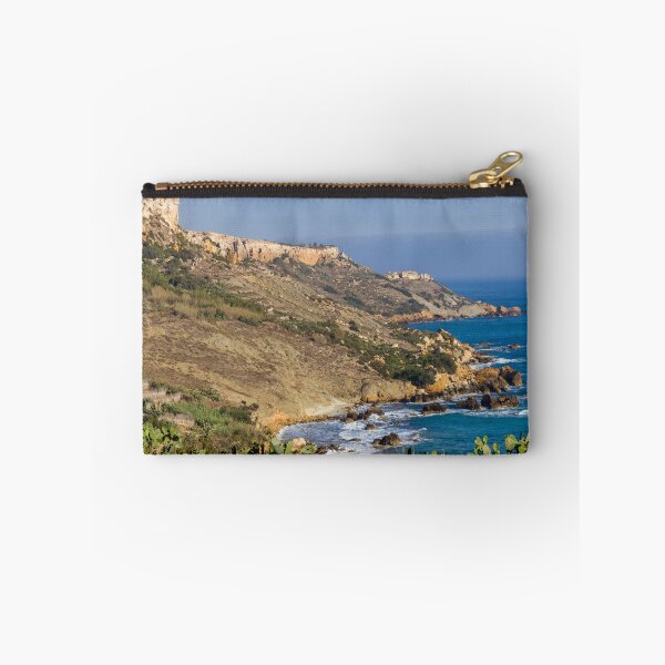 Item preview, Rocky Coastal Cliffs Overlooking Blue Sea and Rugged Shoreline with Prickly Pear Cacti designed and sold by Nmallia.