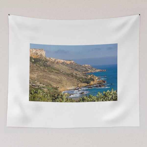 Item preview, Rocky Coastal Cliffs Overlooking Blue Sea and Rugged Shoreline with Prickly Pear Cacti designed and sold by Nmallia.