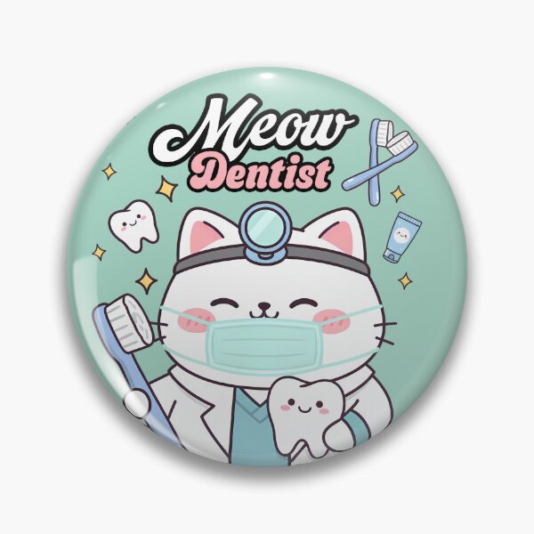 Item preview, Meow Dentist - Cute Kawaii Dental Care Cat Illustration designed and sold by Canache.