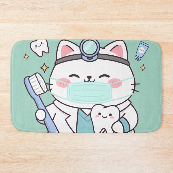 Item preview, Meow Dentist - Cute Kawaii Dental Care Cat Illustration designed and sold by Canache.
