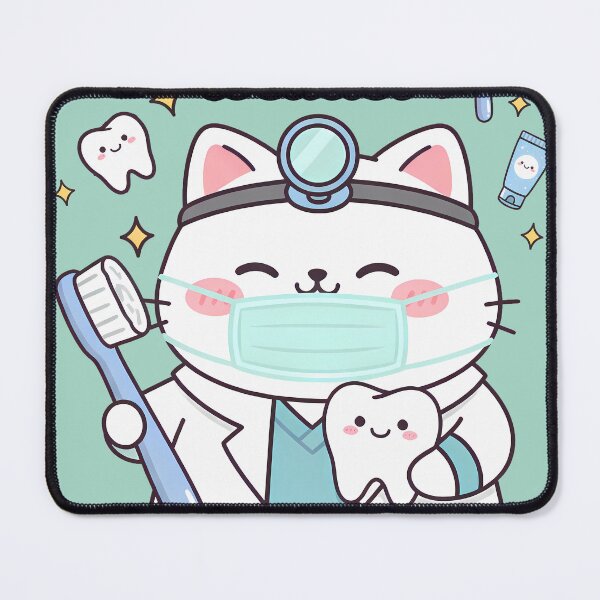 Item preview, Meow Dentist - Cute Kawaii Dental Care Cat Illustration designed and sold by Canache.