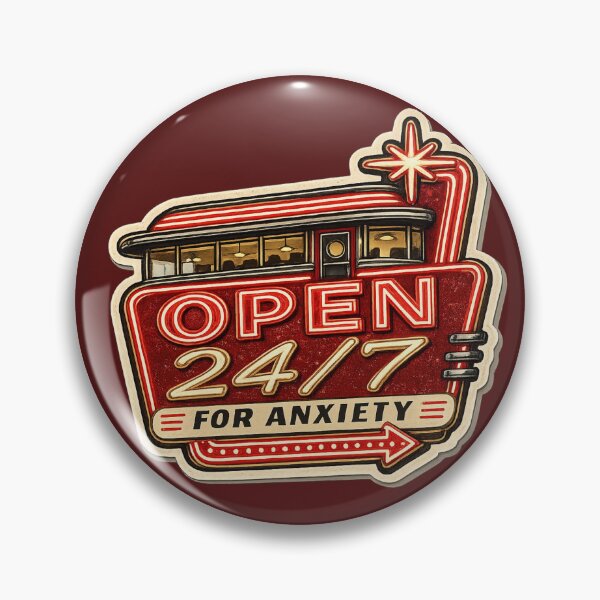 Item preview, Open 24/7 For Anxiety – Retro Neon Diner Sign Funny Mental Health Art | Anxiety Gift designed and sold by irfanshikh.