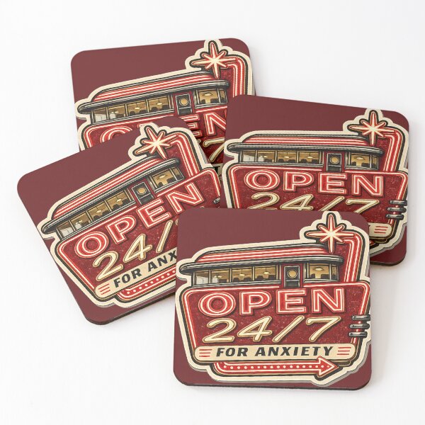 Item preview, Open 24/7 For Anxiety – Retro Neon Diner Sign Funny Mental Health Art | Anxiety Gift designed and sold by irfanshikh.