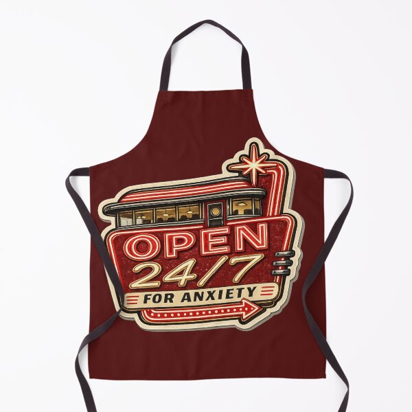 Item preview, Open 24/7 For Anxiety – Retro Neon Diner Sign Funny Mental Health Art | Anxiety Gift designed and sold by irfanshikh.