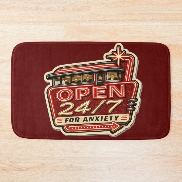 Item preview, Open 24/7 For Anxiety – Retro Neon Diner Sign Funny Mental Health Art | Anxiety Gift designed and sold by irfanshikh.