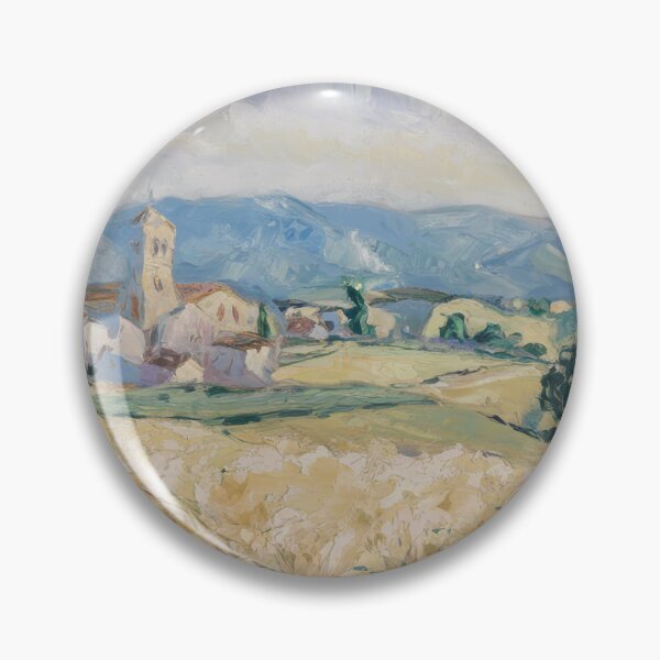Item preview, French Village Landscape Art | Church and Wheat Field designed and sold by CARRAANN.