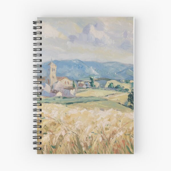 Item preview, French Village Landscape Art | Church and Wheat Field designed and sold by CARRAANN.