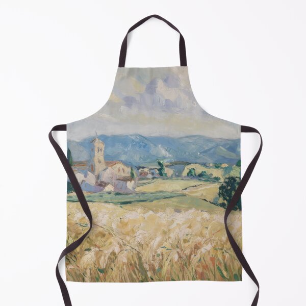 Item preview, French Village Landscape Art | Church and Wheat Field designed and sold by CARRAANN.