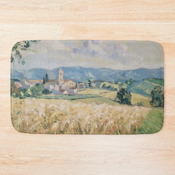 Item preview, French Village Landscape Art | Church and Wheat Field designed and sold by CARRAANN.