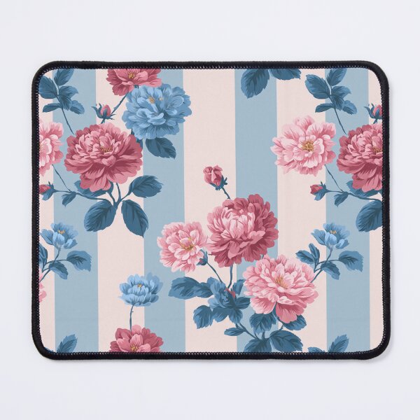Item preview, Vintage Peony Stripe Pattern | Grandmillennial Pink and Blue Roses | Victorian Botanical Floral Stripe | Classic French Country Florals | Romantic Summer Bloom Pattern | Retro Chinoiserie Peony designed and sold by VivaFy.