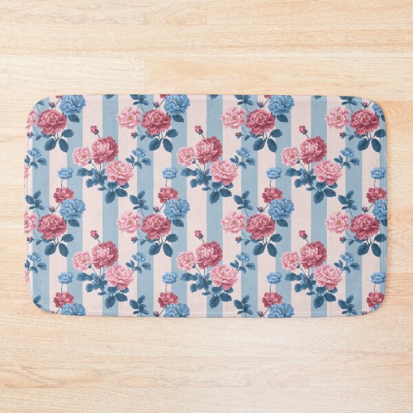 Item preview, Vintage Peony Stripe Pattern | Grandmillennial Pink and Blue Roses | Victorian Botanical Floral Stripe | Classic French Country Florals | Romantic Summer Bloom Pattern | Retro Chinoiserie Peony designed and sold by VivaFy.