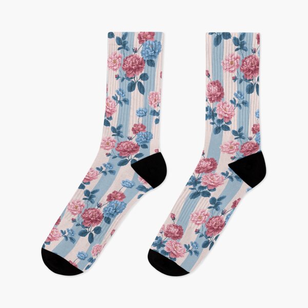 Item preview, Vintage Peony Stripe Pattern | Grandmillennial Pink and Blue Roses | Victorian Botanical Floral Stripe | Classic French Country Florals | Romantic Summer Bloom Pattern | Retro Chinoiserie Peony designed and sold by VivaFy.
